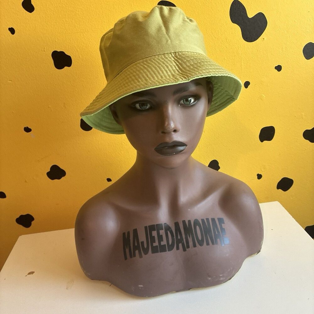 Reversible Olive Green Neon Green Bucket Hat Y2K Streetwear Retro